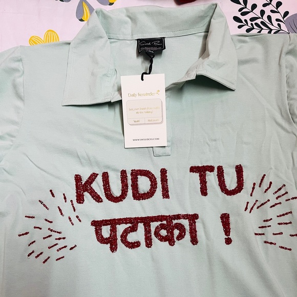 Tops - POLO T-shirt ! With shiny embroidery !! Office Casual wear stylish !!